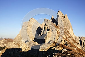 Autumn alpine landscape of Seceda - Odle Group in the Dolomites