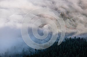 Autumn Alps mountain misty morning view from Jenner Viewing Platform, Schonau am Konigssee, Bavaria, Germany photo