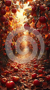 Autumn Apple Orchard Illustration