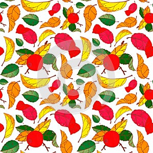 Bright and funny autumn apple tree leaves