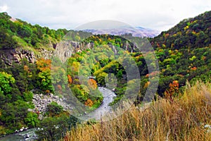 In autumn, the Arpa River Valley is lower than the city of Jermuk