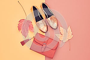 Autumn Arrives. Fashion Lady. Fall Leaves. Minimal