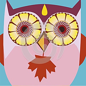 Autumn art portrait of a comic owl