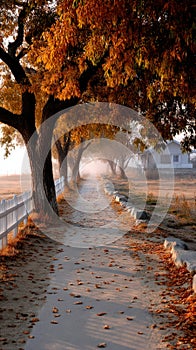 Autumn Avenue Silhouette Background Pattern
