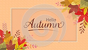 Autumn background with golden maple and oak leaves. Vector paper illustration.Vector set of greeting cards with autumn