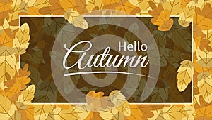 Autumn background with golden maple and oak leaves. Vector paper illustration.Vector set of greeting cards with autumn