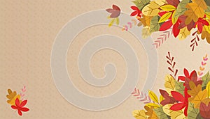 Autumn background with golden maple and oak leaves. Vector paper illustration.Vector set of greeting cards with autumn