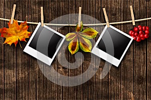 Autumn background with hanging elements. Vector