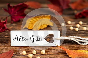 Autumn Background, Label with Alles Gute