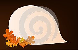 Autumn background with leaves golden yellow with blank speech bubble. banner fall concept.