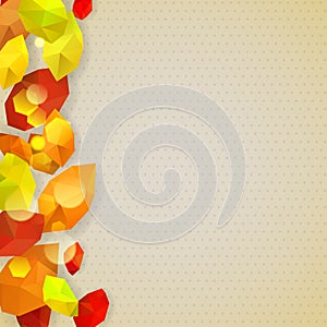 Autumn background with leaves in low-poly triangular style