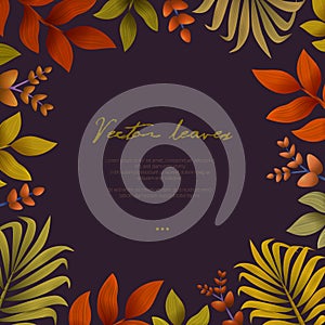 Autumn background with leaves. For shopping sale or promo poster and frame leaflet or web banner. Vector illustration