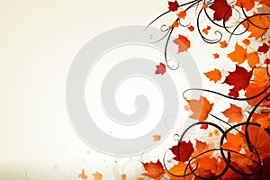 an autumn background with leaves and swirls