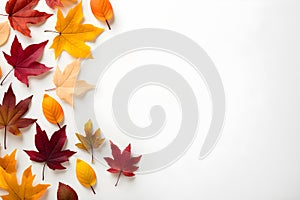 Autumn background with maple leaves border design with copy space