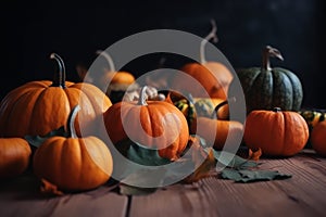 Autumn background pumpkins food. Generate ai