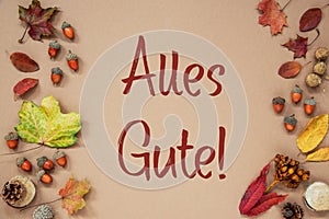 Autumn Background with Text Alles Gute