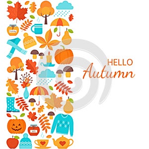 Autumn background. Vector illustration. Hello Autumn card