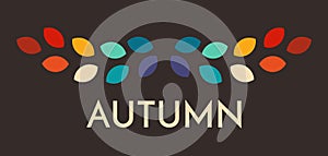 Autumn banner with colorful leaves in retro style. Welcome autumn season