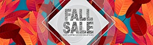 Autumn banner design concept. Fall sale promo template.