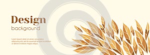 Autumn banner template. Vector floral minimal background with autumn leaves and copy space for text. Facebook cover