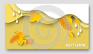 Autumn banner thanksgiving design fall 3d vector