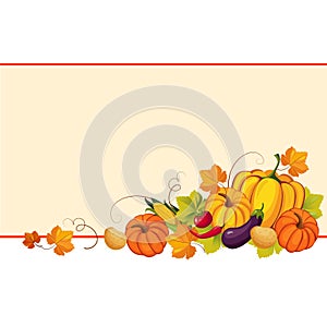 Autumn Banners with Ripe Vegetables, Swirls and