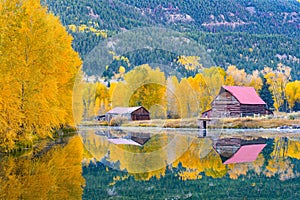 Autumn Barn Reflection in Colorado