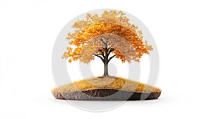 Autumn beech tree on white background