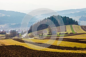 Autumn in the Beskid mountains in Poland.