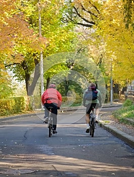 Autumn bicyclists