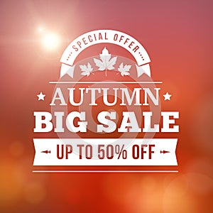 Autumn BIG sale blurred sunset background