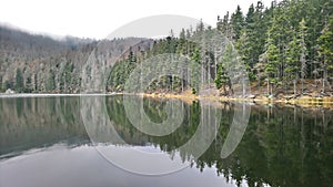 autumn in black lake sumava bohemian forest czech republic