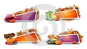 Autumn blank templates with autumn elements and autumn vegetations