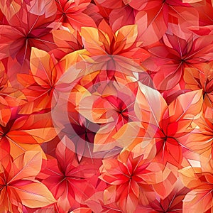 Autumn Bloom - Seamless Floral Origami Pattern with Warm Tones