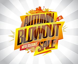 Autumn blowout sale, mega discounts, vector web banner