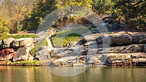 Autumn in the botanical garden. Panoramic view