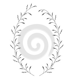 Autumn botanical oval frame wreath on white background