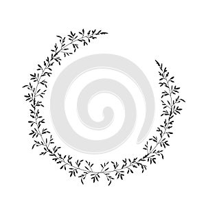 Autumn botanical oval frame wreath on white background