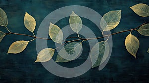 Elegant Branch with Golden Leaves on Dark Background