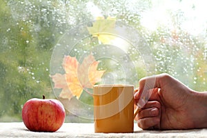 autumn breakfast with hot drink