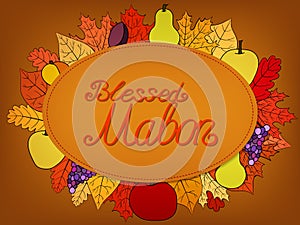 Autumn calligraphic greeting card - Blessed Mabon photo