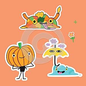 Autumn cartoons stickers