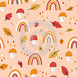 Autumn childish cute seamless pattern