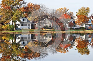 Autumn in a city background.