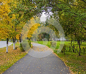 Autumn city landscape.