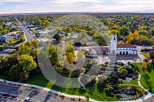 Autumn in the City of trees Boise with the train depot