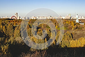 Autumn in the city, view of the hills