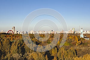 Autumn in the city, view of the hills