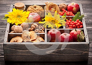 Autumn Collage in wooden box.