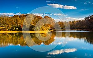 Autumn color at Lake Marburg, Codorus State Park, Pennsylvania.